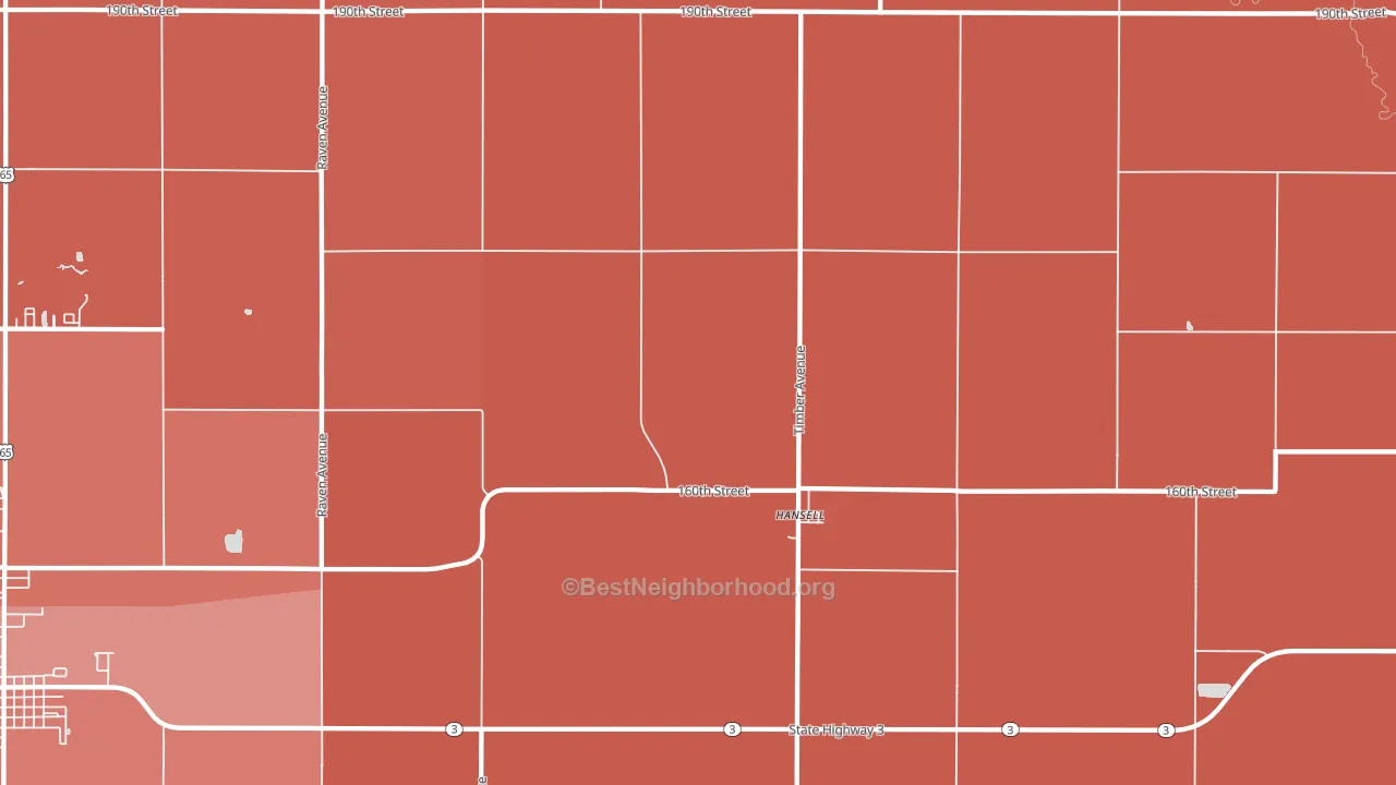 Hansell, IA block-group political-lean map