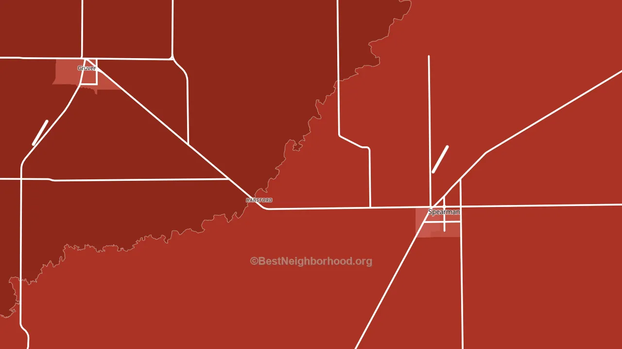 Hansford County, TX block-group political-lean map