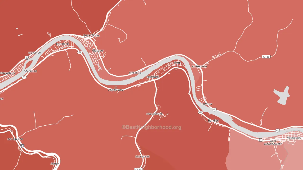 Hansford, WV block-group political-lean map
