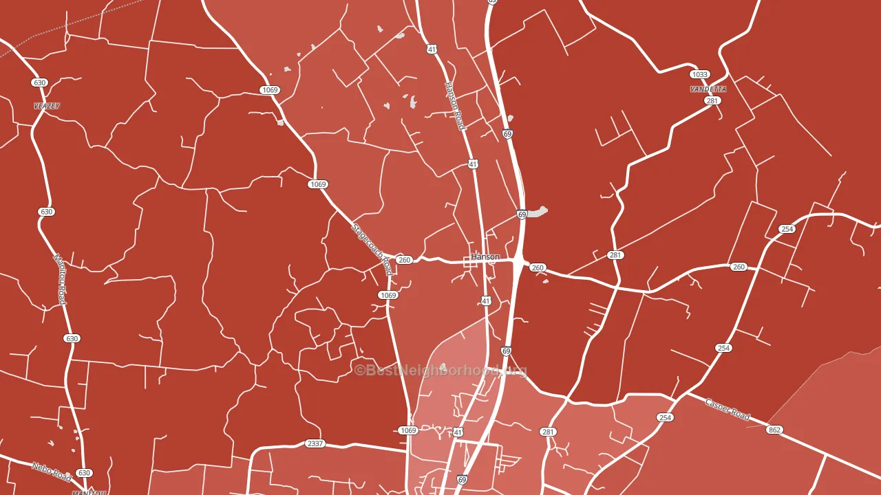 Hanson, KY block-group political-lean map