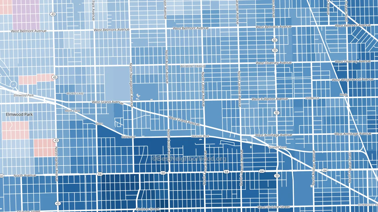 Hanson Park, Chicago, IL block-group political-lean map