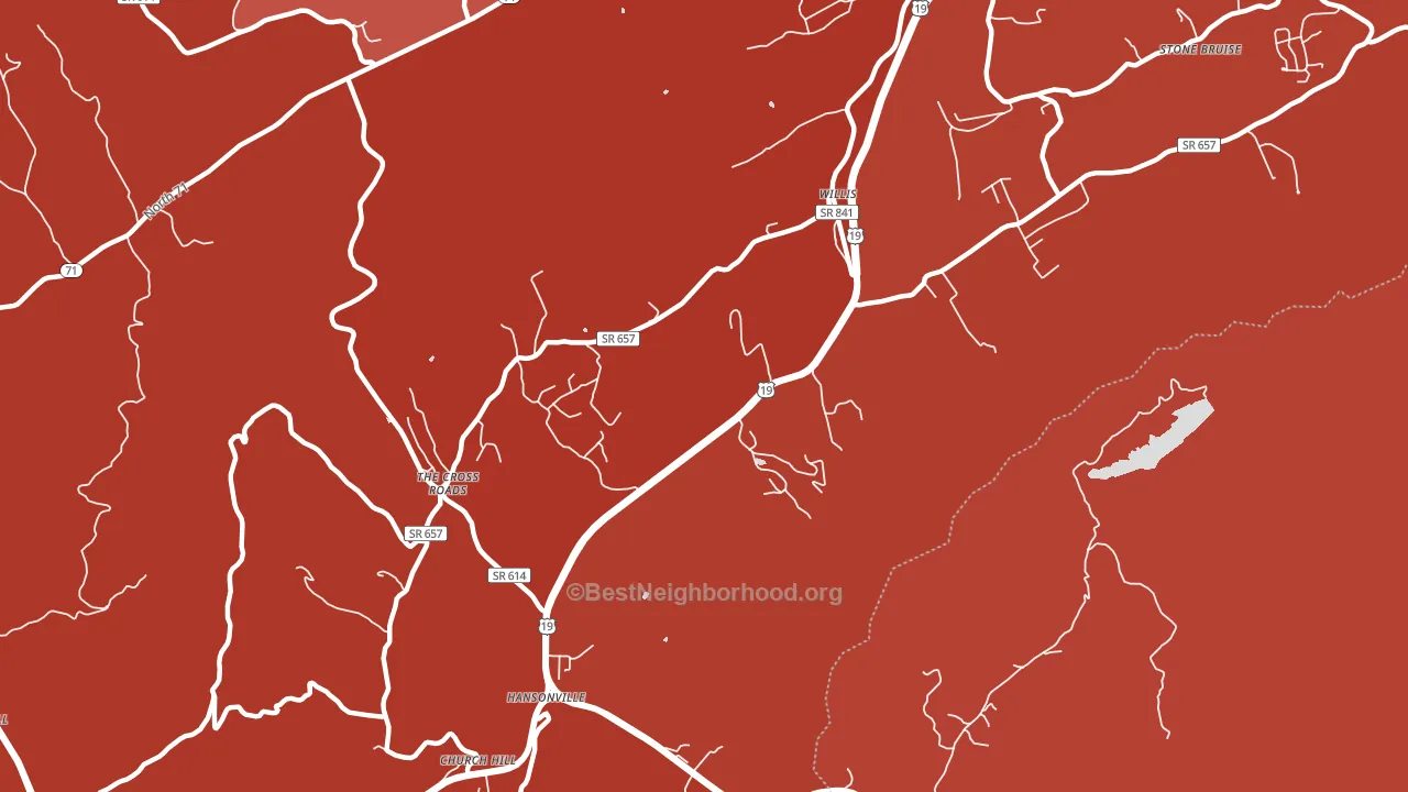 Hansonville, VA block-group political-lean map