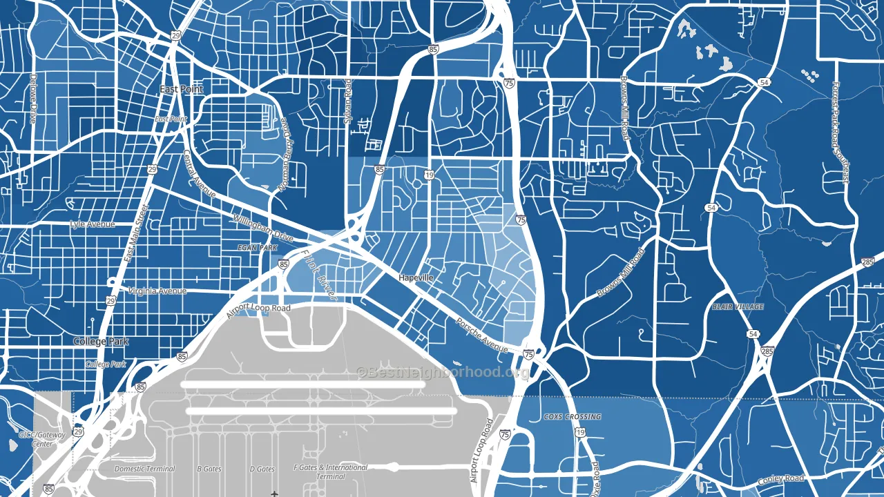 Hapeville, GA block-group political-lean map