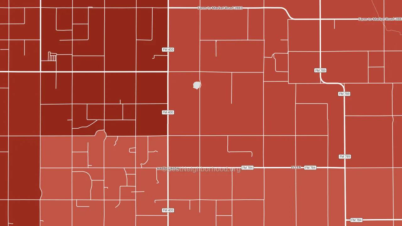 Happy Union, TX block-group political-lean map