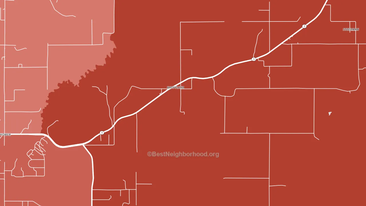 Happyland, OK block-group political-lean map