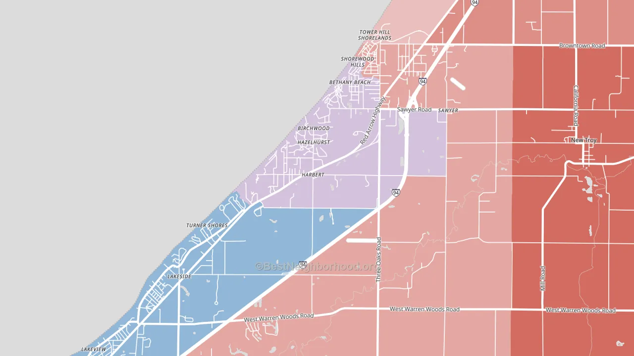 Harbert, MI block-group political-lean map