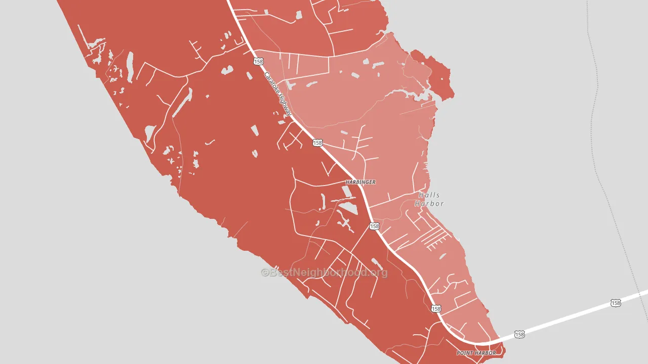 Harbinger, NC block-group political-lean map