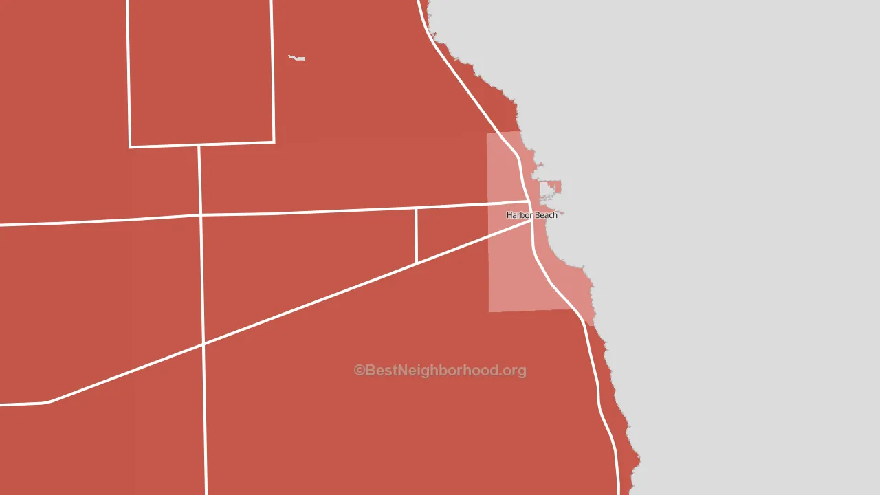 Harbor Beach, MI block-group political-lean map