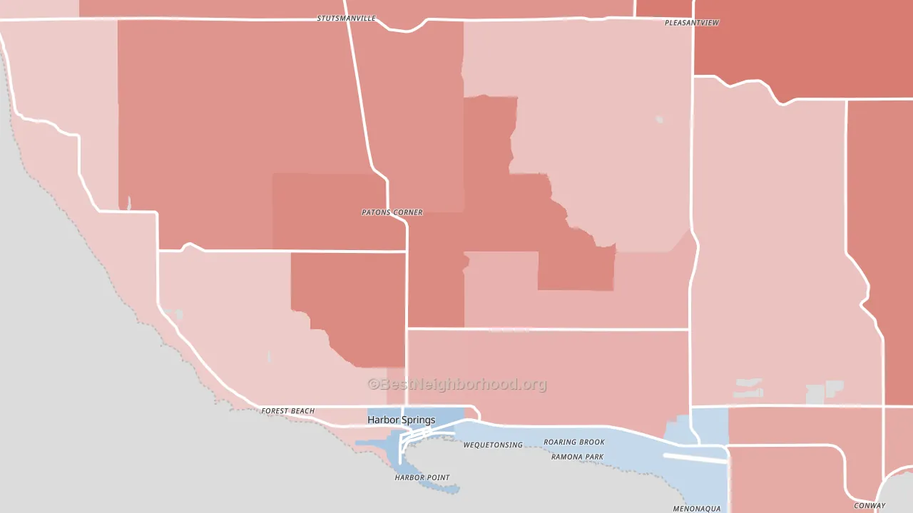 Harbor Springs, MI block-group political-lean map