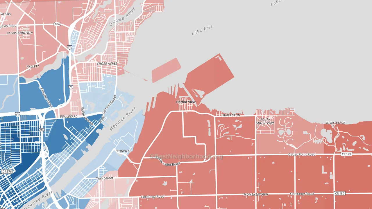 Harbor View, OH block-group political-lean map