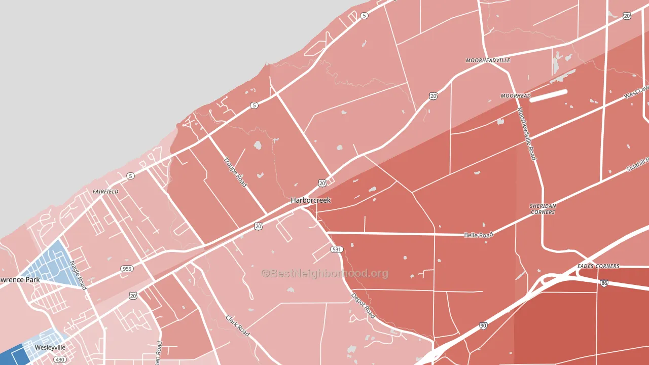 Harborcreek, PA block-group political-lean map