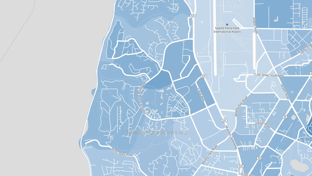Harbour Pointe, Mukilteo, WA block-group political-lean map