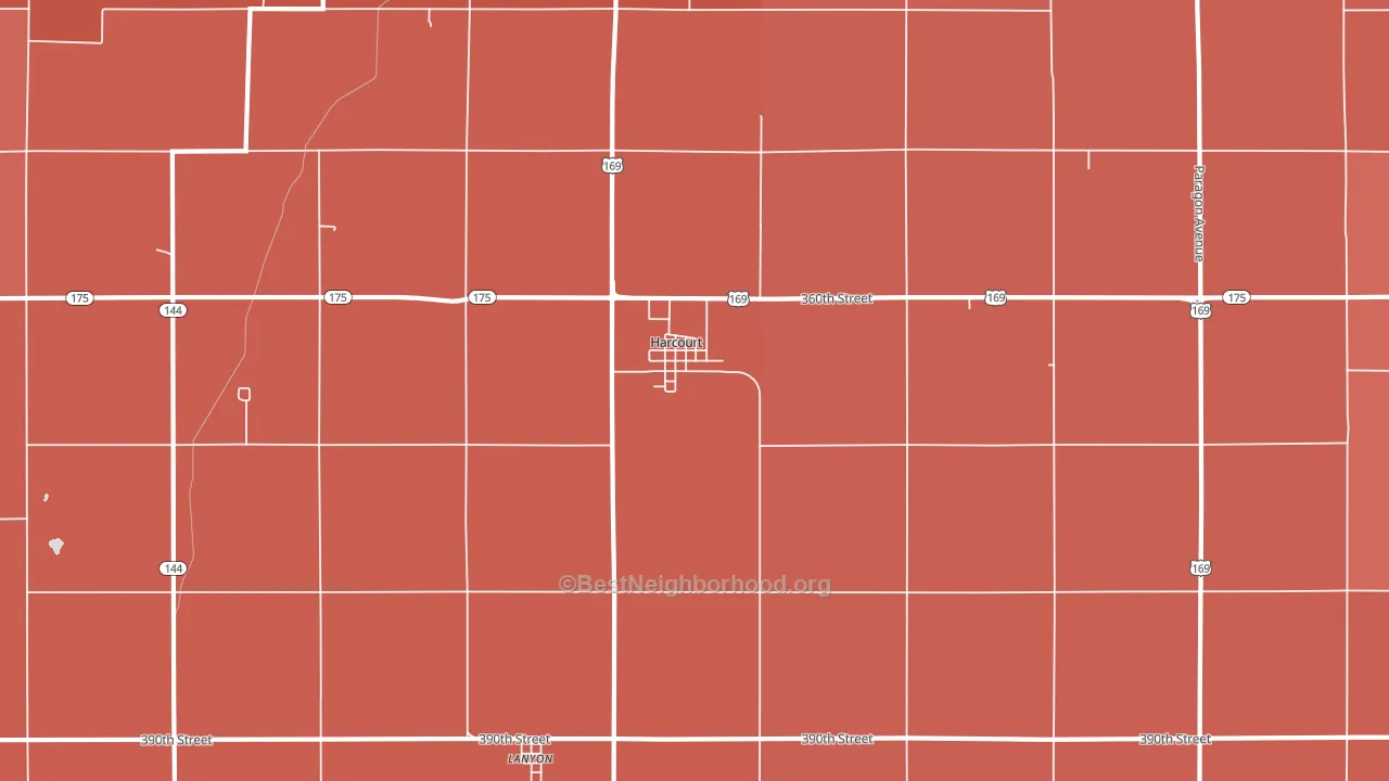 Harcourt, IA block-group political-lean map
