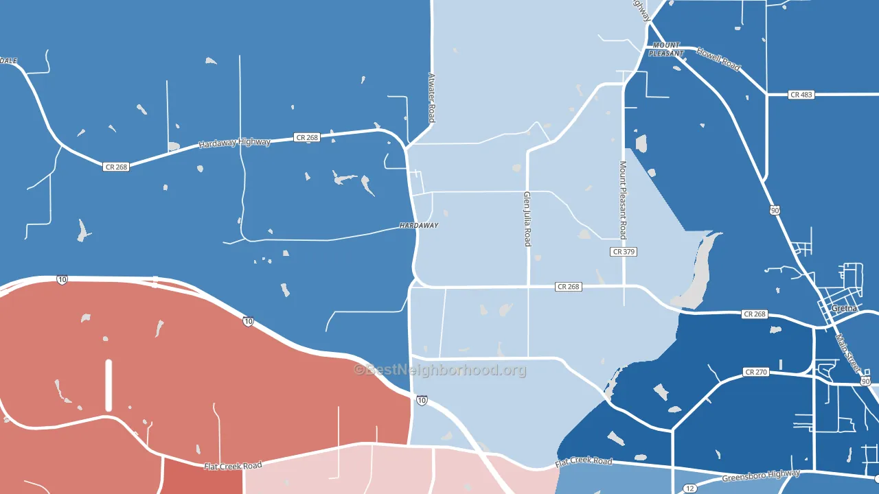 Hardaway, FL block-group political-lean map