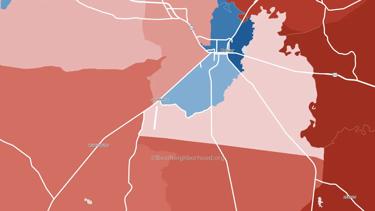 Hardeman County, TN block-group political-lean map