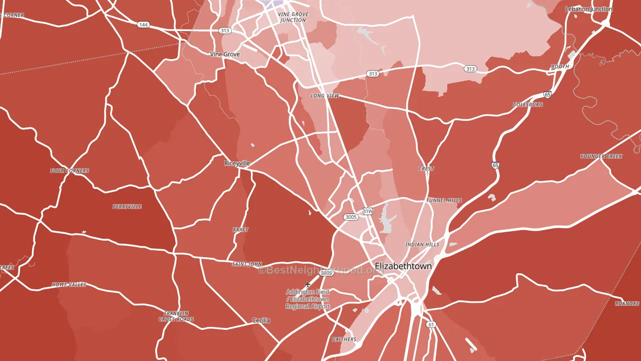 Hardin County, KY block-group political-lean map