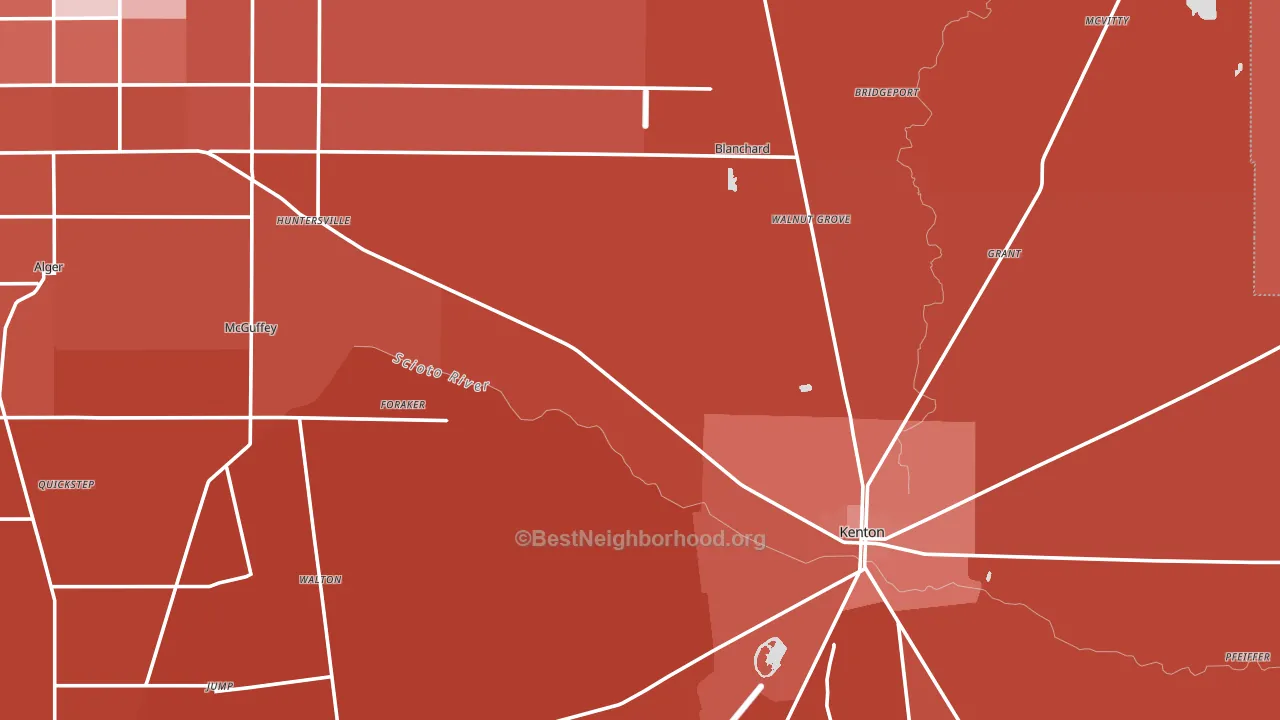 Hardin County, OH block-group political-lean map
