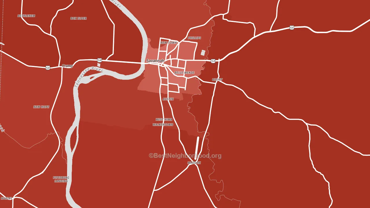 Hardin County, TN block-group political-lean map