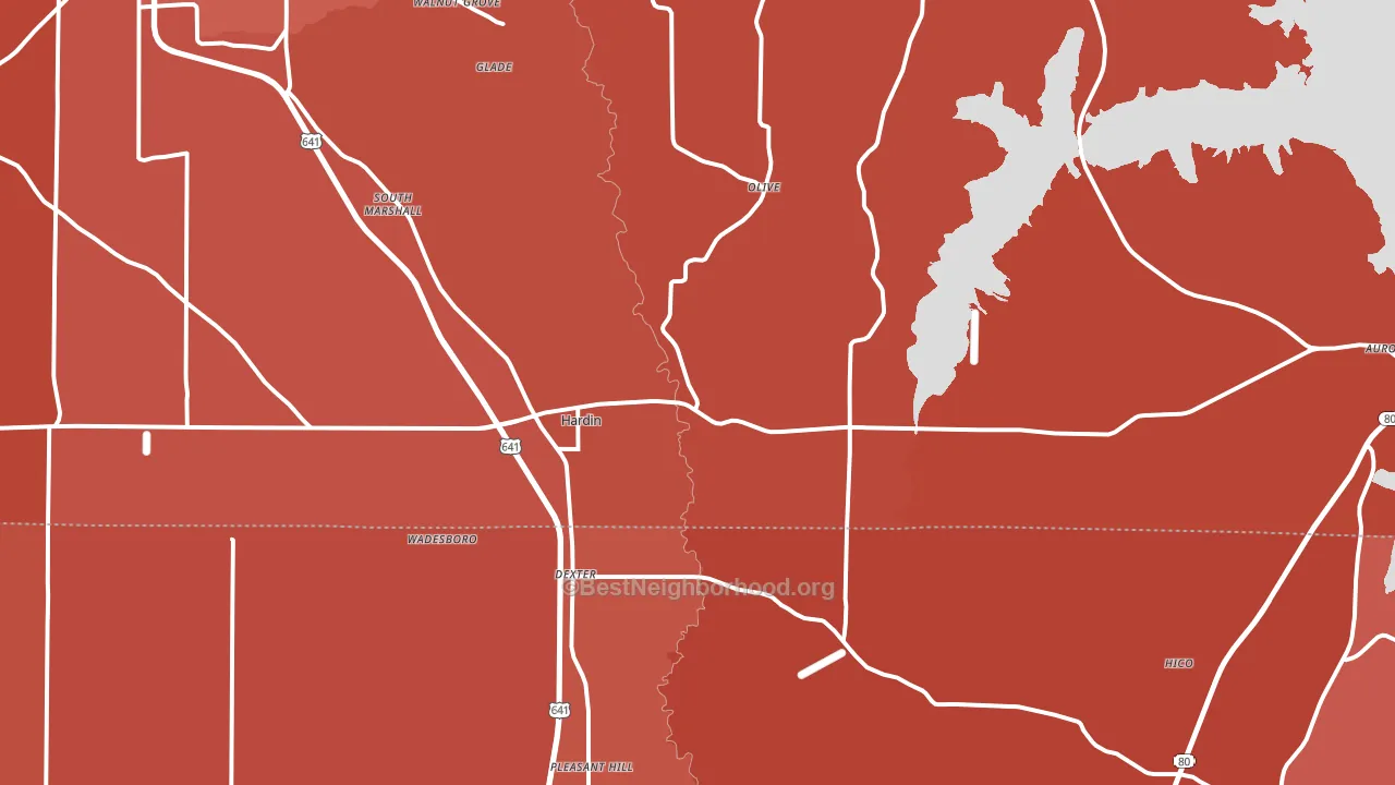 Hardin, KY block-group political-lean map