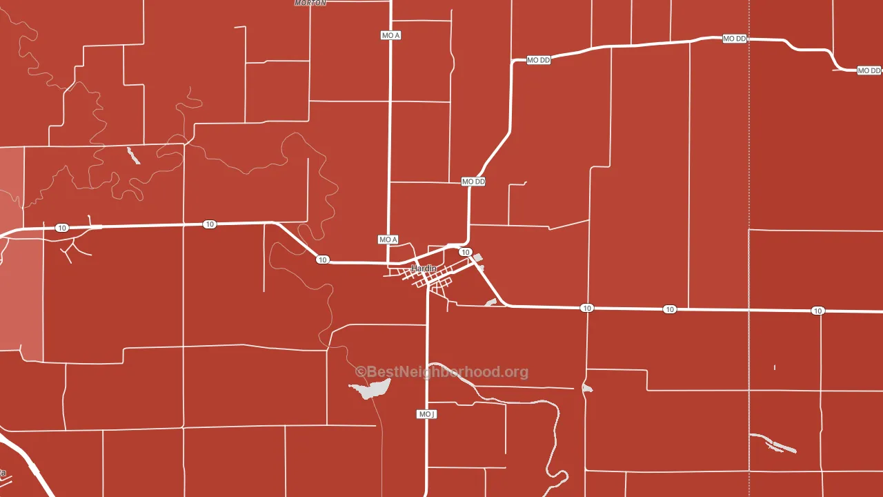 Hardin, MO block-group political-lean map