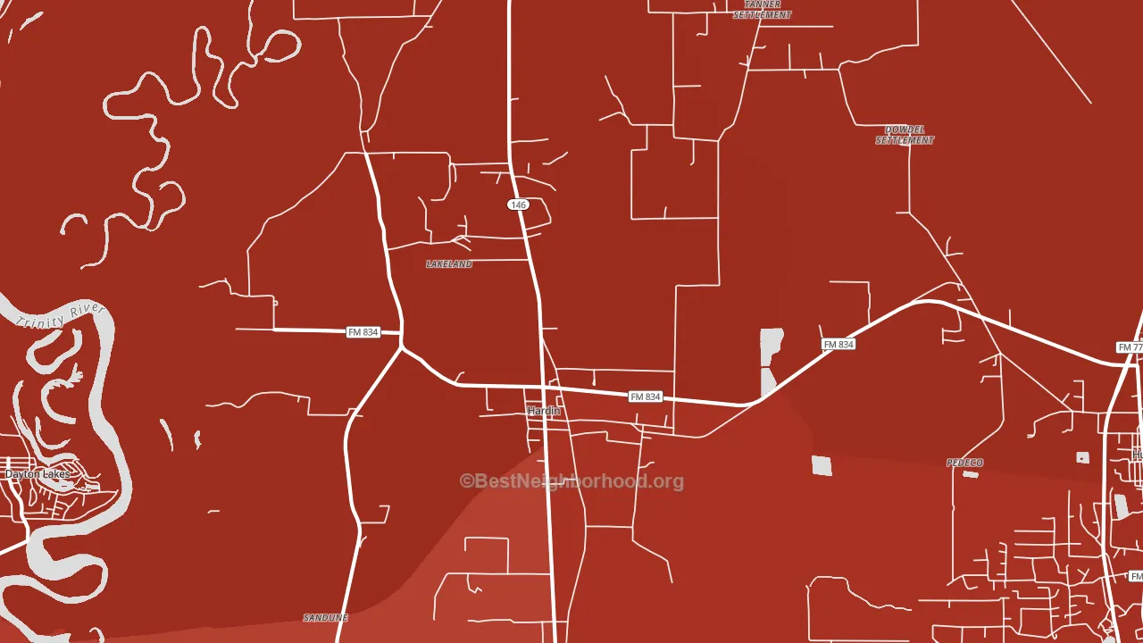 Hardin, TX block-group political-lean map