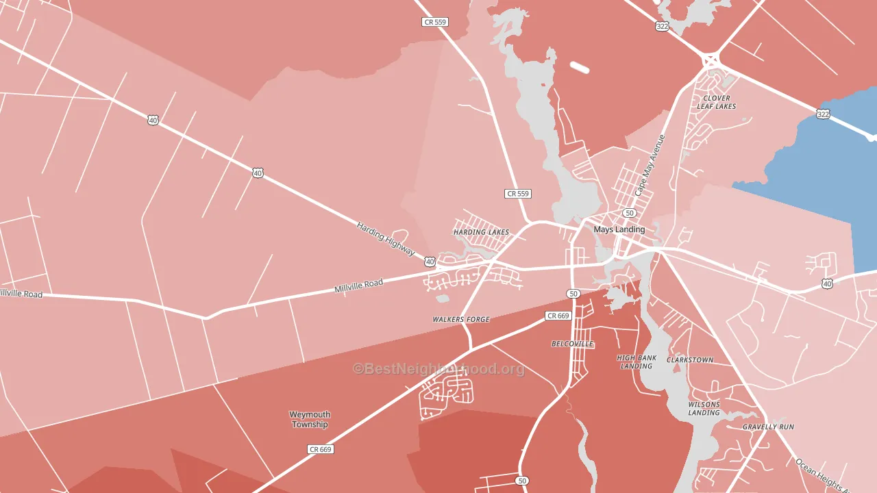 Harding Lakes, NJ block-group political-lean map