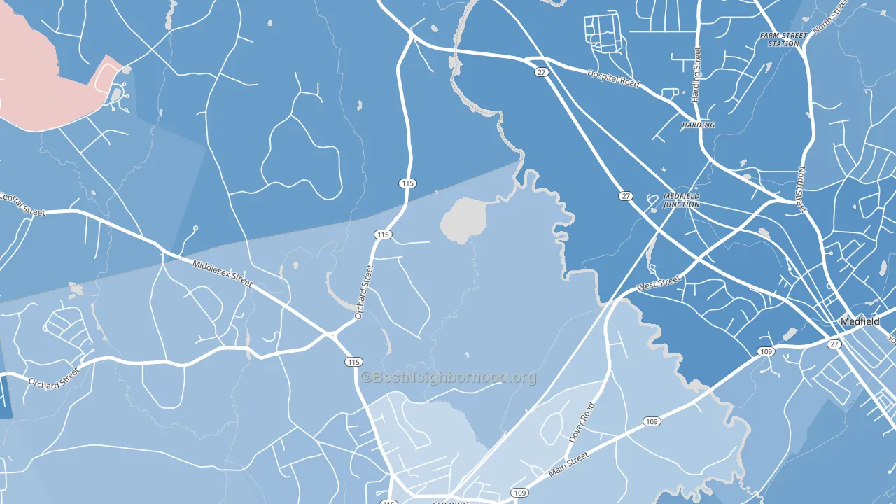 Harding, MA block-group political-lean map