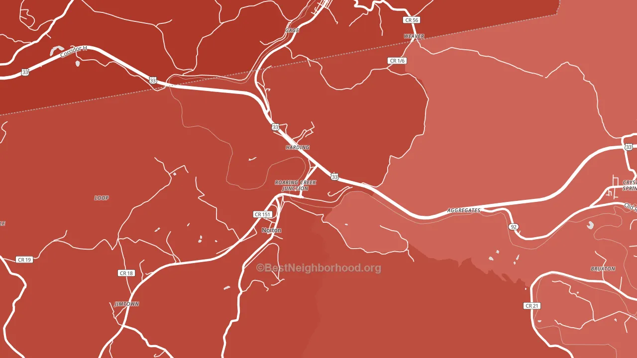Harding, WV block-group political-lean map