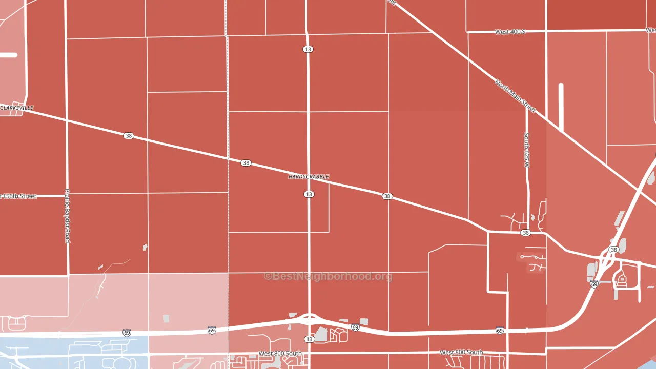 Hardscrabble, IN block-group political-lean map