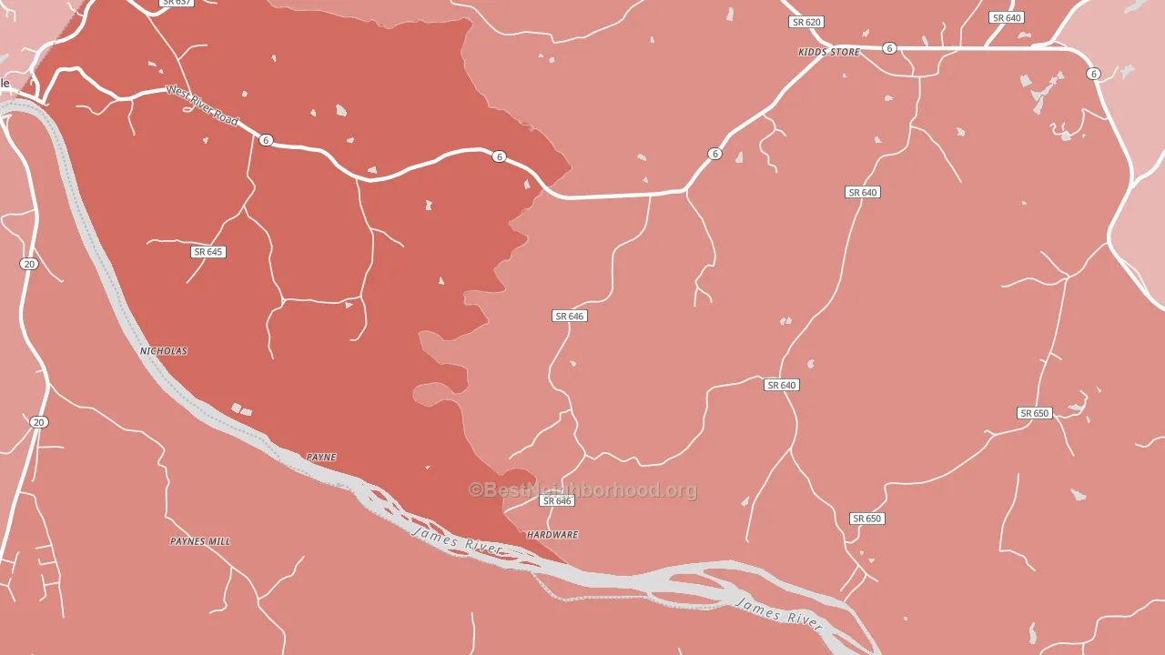 Hardware, VA block-group political-lean map