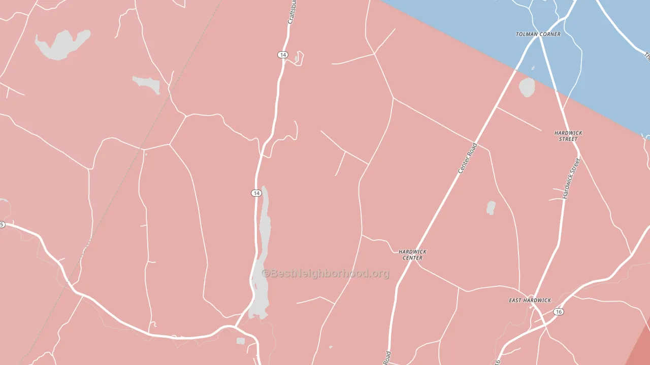 Hardwick Center, VT block-group political-lean map