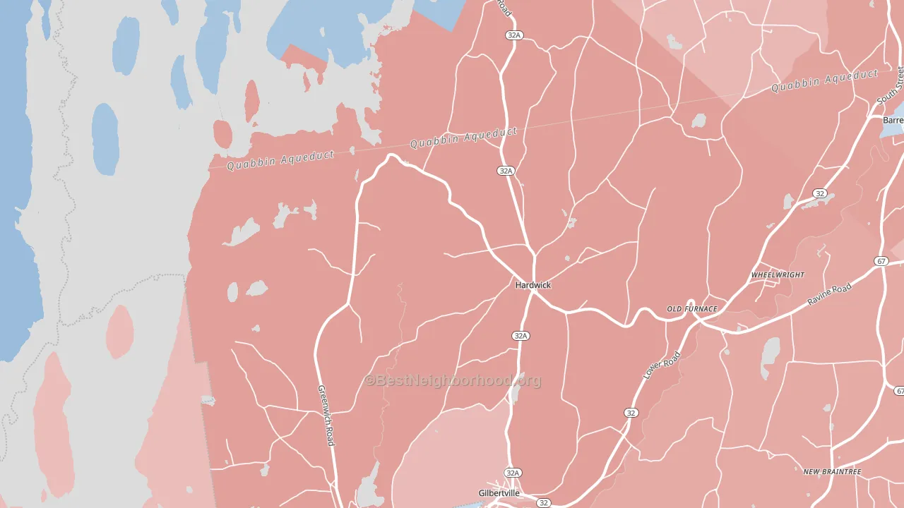 Hardwick, MA block-group political-lean map