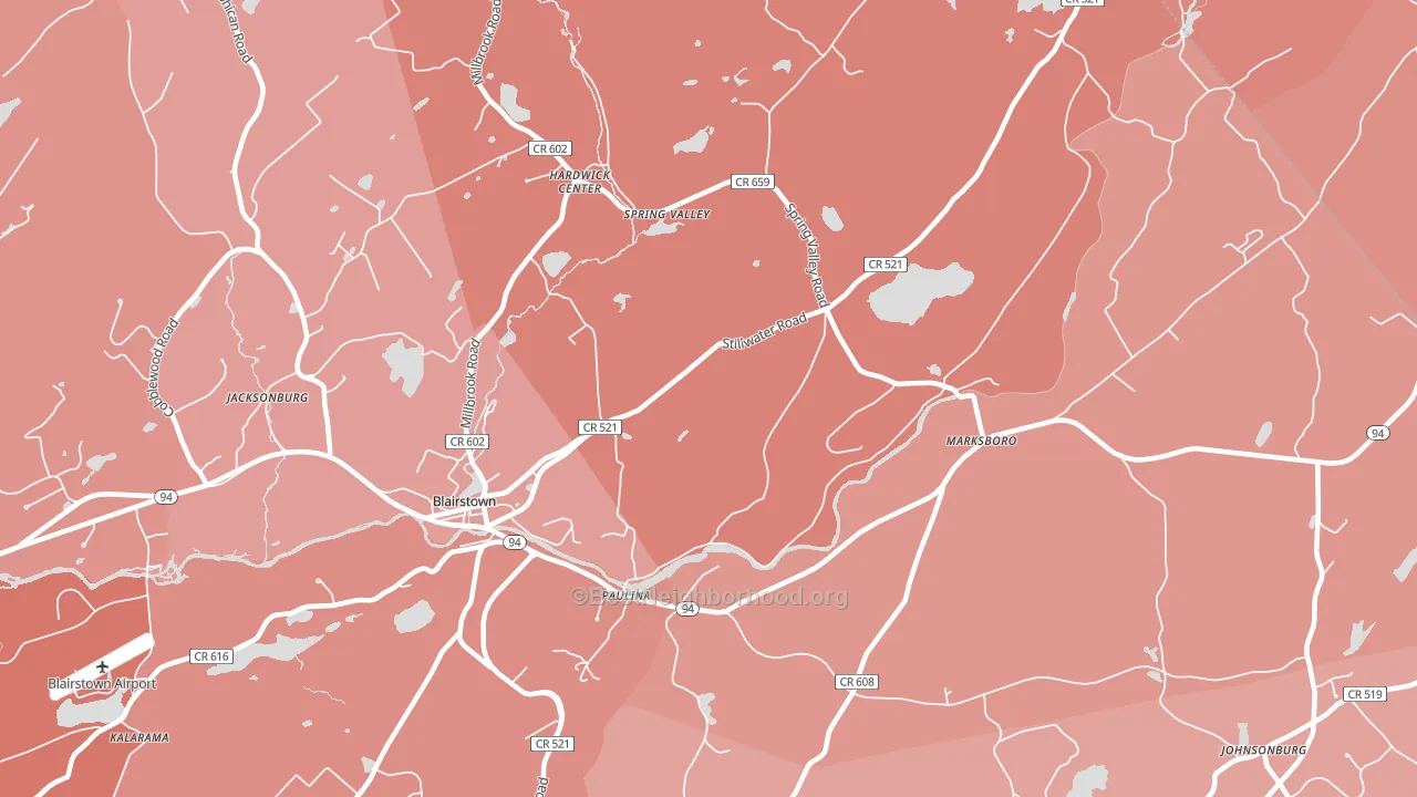 Hardwick, NJ block-group political-lean map