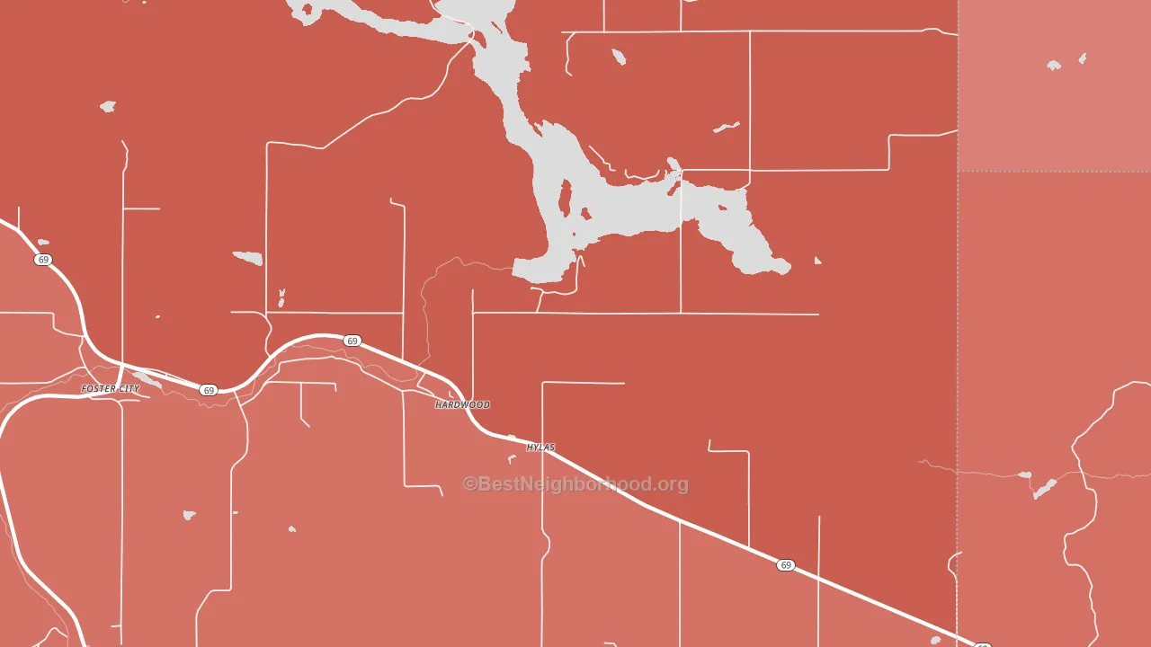 Hardwood, MI block-group political-lean map