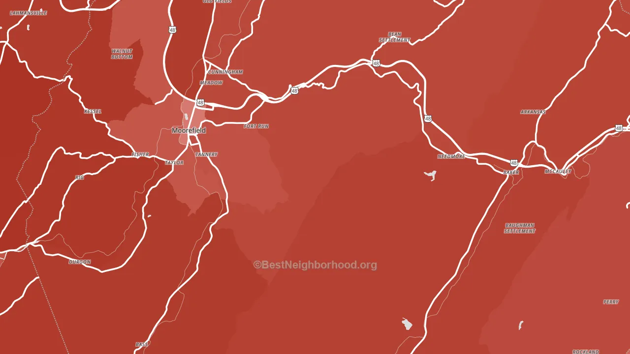 Hardy County, WV block-group political-lean map