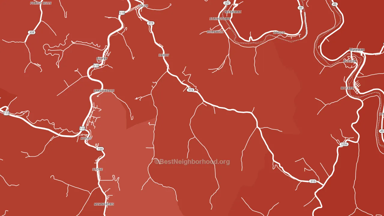 Hardy, KY block-group political-lean map