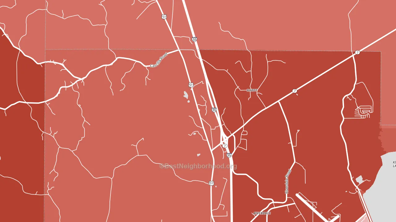 Hardy, MS block-group political-lean map