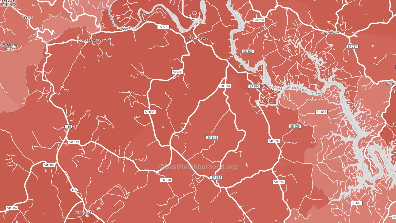 Hardy, VA block-group political-lean map