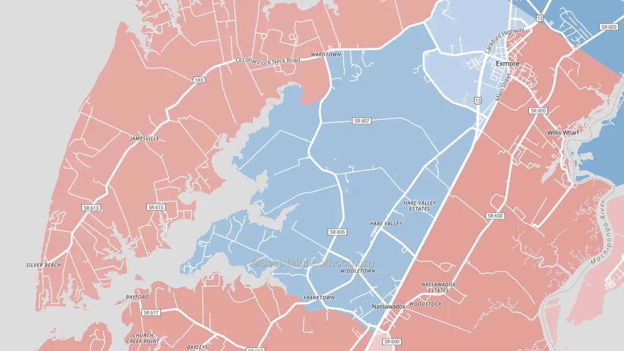 Hare Valley, VA block-group political-lean map