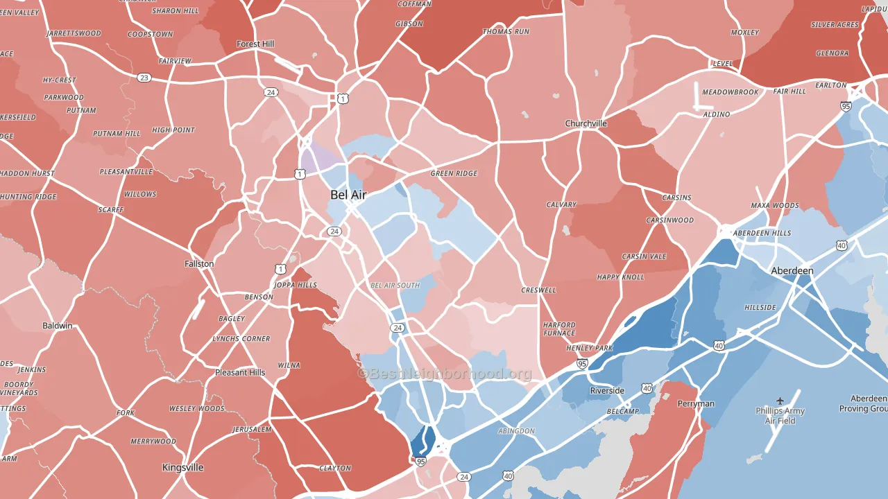 Harford County, MD block-group political-lean map