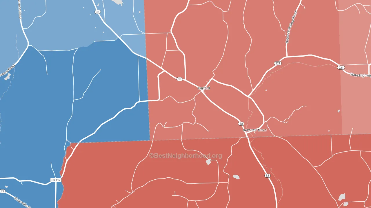 Harford, NY block-group political-lean map
