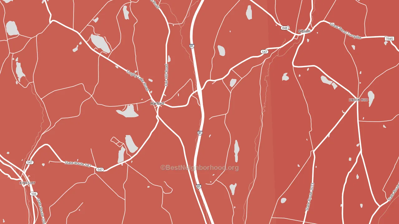 Harford, PA block-group political-lean map