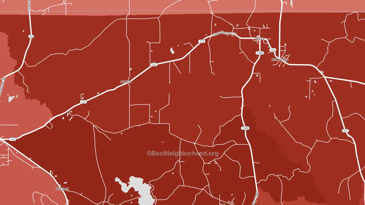 Hargis, LA block-group political-lean map