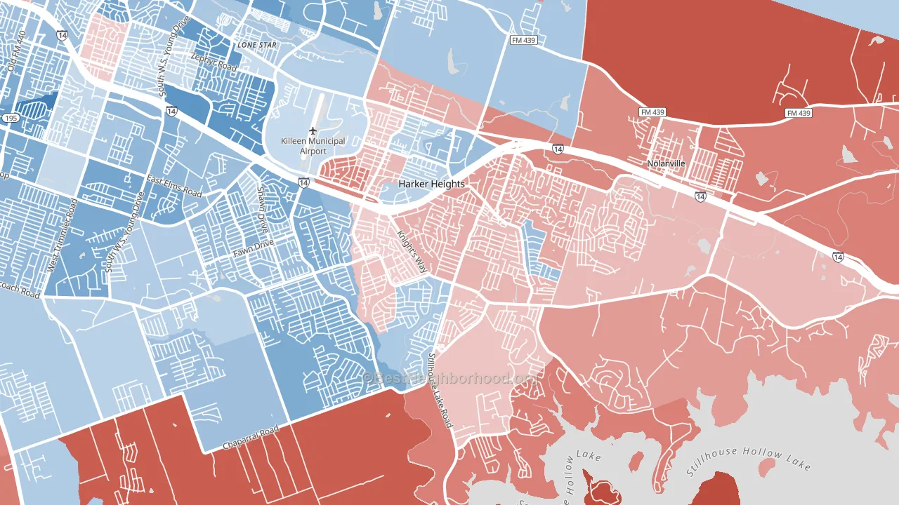 Harker Heights, TX block-group political-lean map