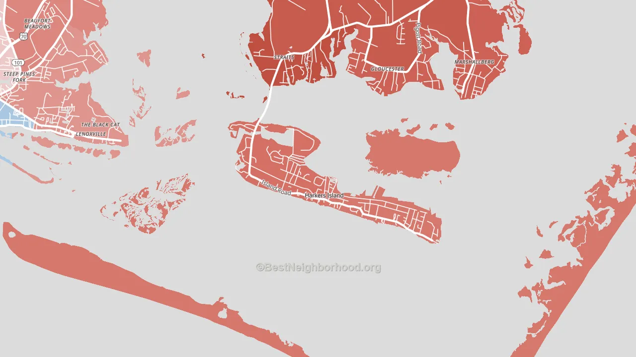 Harkers Island, NC block-group political-lean map