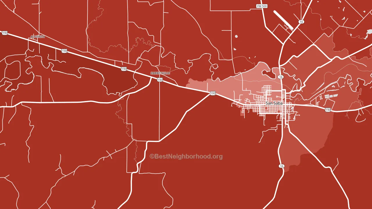 Harkeyville, TX block-group political-lean map