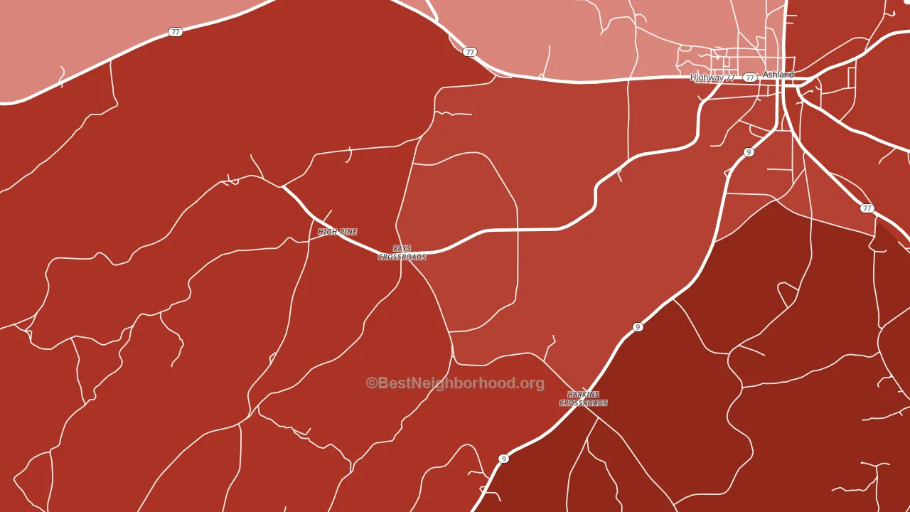 Harkins Crossroads, AL block-group political-lean map
