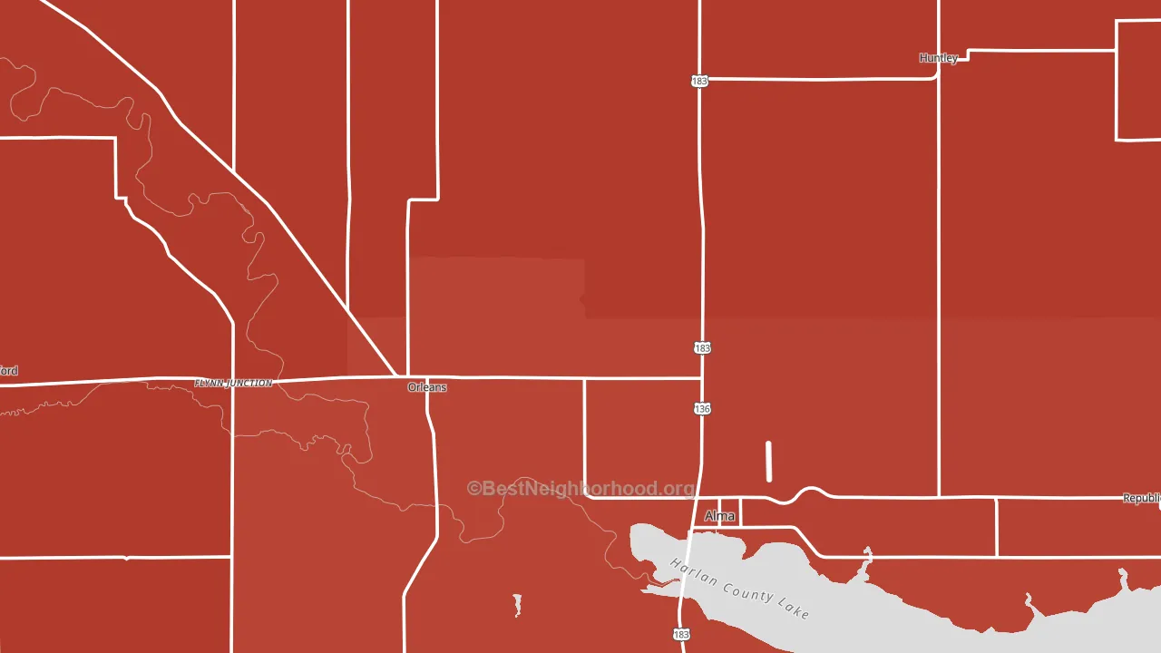Harlan County, NE block-group political-lean map