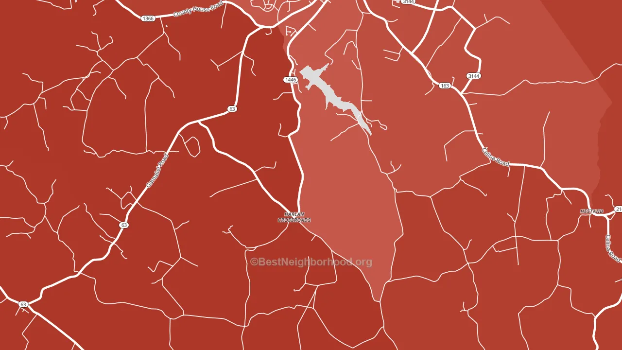 Harlan Crossroads, KY block-group political-lean map