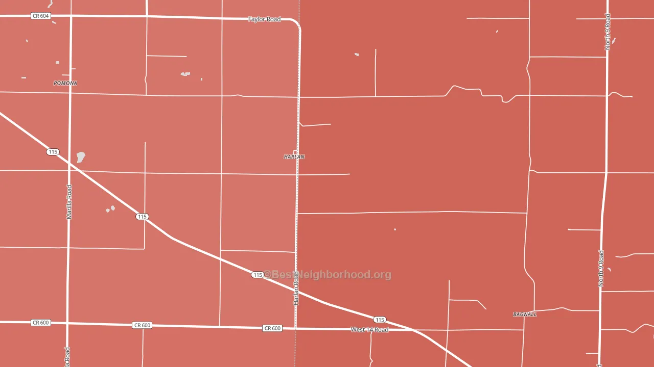 Harlan, MI block-group political-lean map